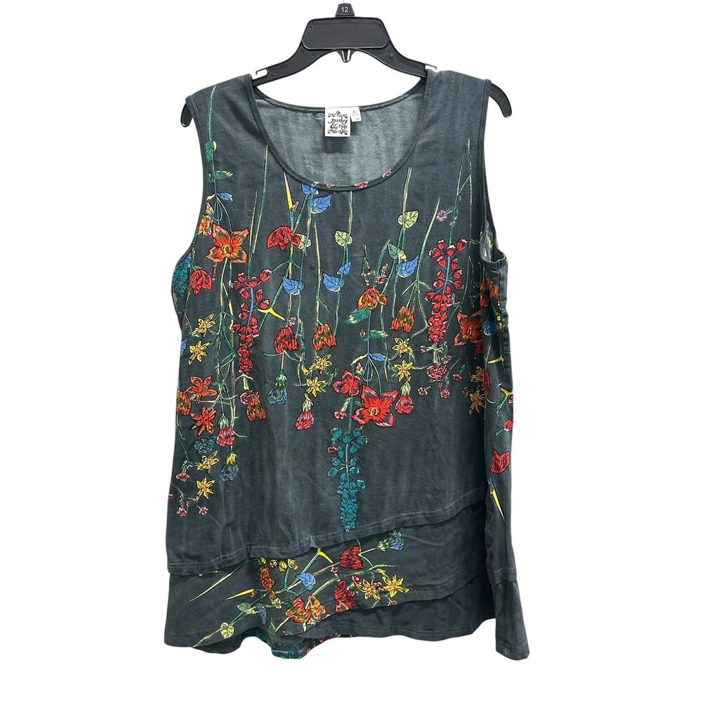 PARSLEY & SAGE Grey Multicolor Floral Sleeveless Boho Tunic Top/Blouse Sz XL